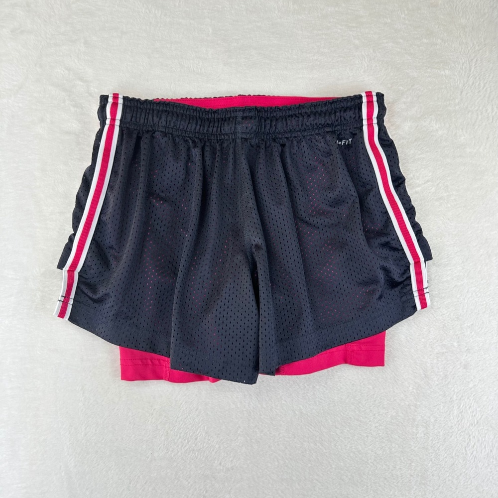 Nike 2-in-1 Shorts Womens Pro Combat Regular S Black Pink Athletic Mesh - Picture 2 of 8